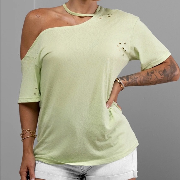 By Egreis Tops - ByEgreis Off-Shoulder mint Green Top size large
